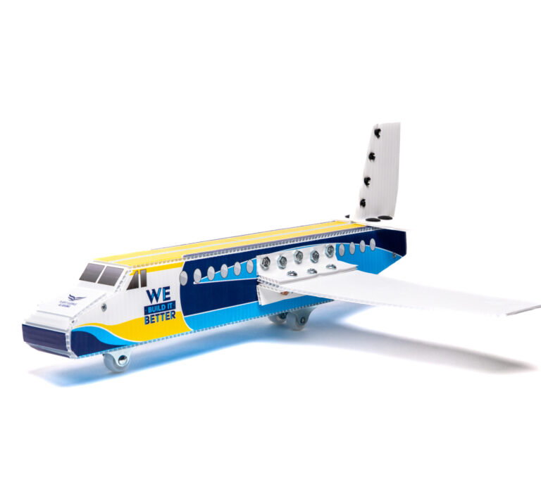 Assembled airplaine model for Flight Works Alabama.