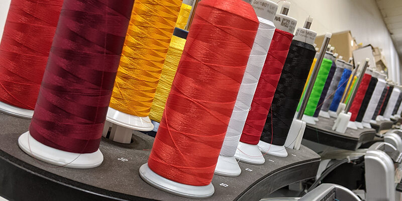 embroidery floss in multiple colors on embroidery machine